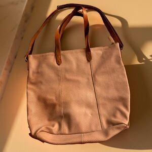 Emma & Sophia Cream Leather Tote Shoulder Bag
